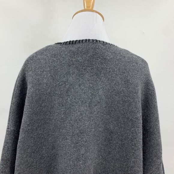 Zara Sweater Womens L Large Gray Knit Exposed Stitching V Neck Pockets Oversized - Picture 6 of 13
